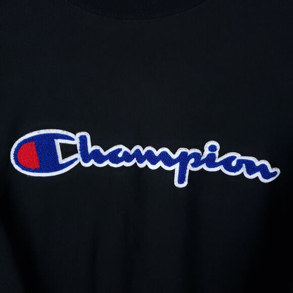 Vintage Champion Men's Embroidered Reverse Weave Pullover Sweatshirt Large Black - Picture 3 of 9